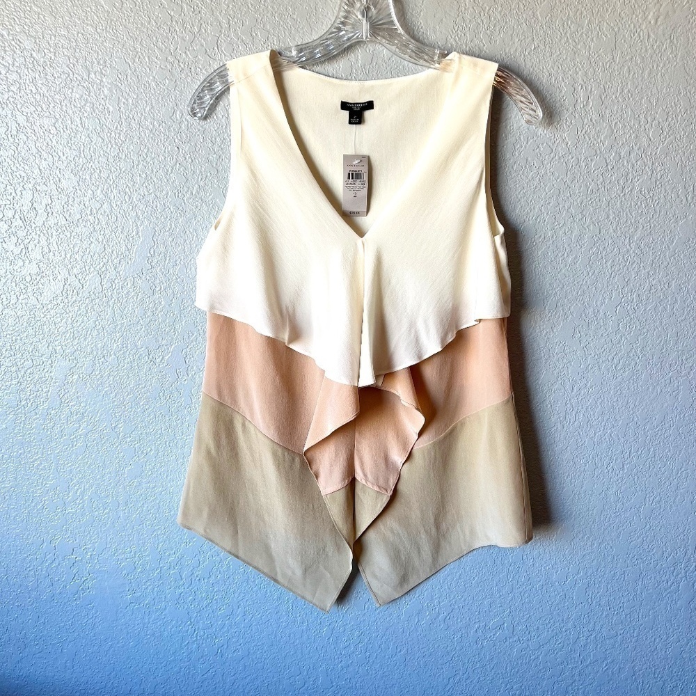 *FIRM PRICE* NWT - Ann Taylor 100% silk ruffled front sleeveless blouse